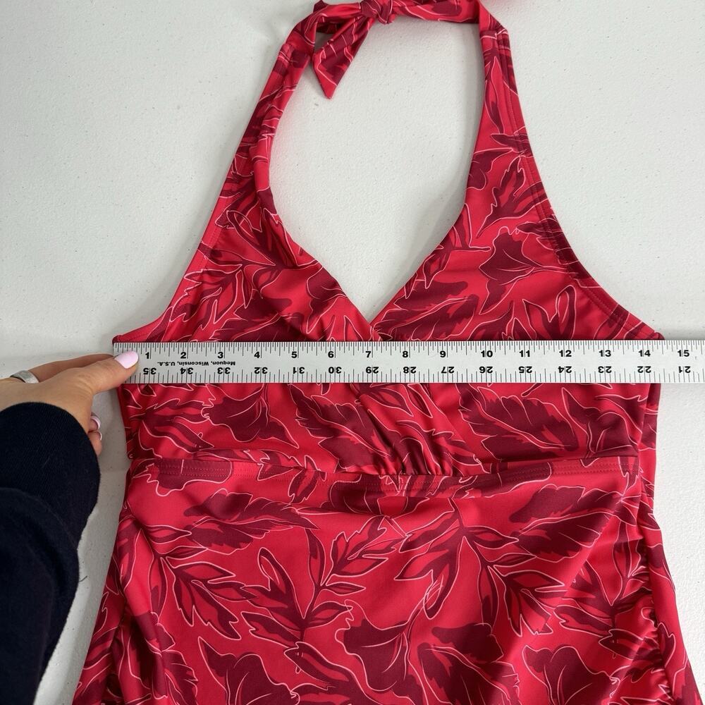 Lands' End Womens Swimwear S Pink Surplice Halter Tankini High Waisted Two Piece - Picture 4 of 13